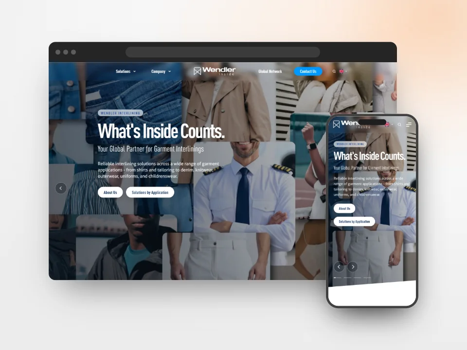 MacBook mit der Startseite von Wendler Inside und der Headline „What’s Inside Counts.“